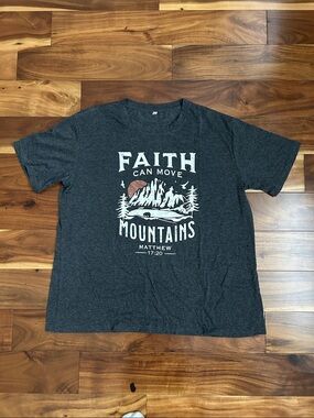 Faith Can Move Mountains Graphic Tee - Dark Gray